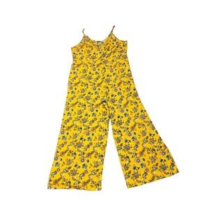 3374 Women's Yellow Floral Romper Wide Leg 3X Sleeveless